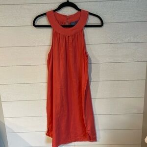 Antibes Blanc 100% Linen Women's Coral Sleeveless Summer Dress size Medium Beach